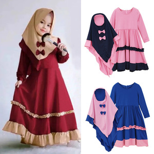 Prix de gros, 2 pièces, robe à manches longues et ensemble hijab pour filles, vêtements musulmans islamiques pour enfants, <span class=keywords><strong>khimar</strong></span> abayas - Product Image 6