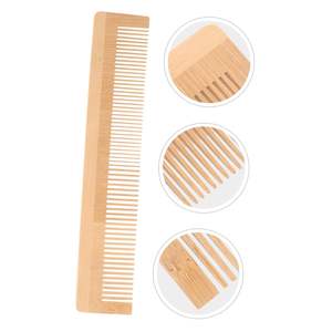 Peine de madera de bambú ecológico con dientes anchos, 100% biodegradable, con logotipo personalizado, al por mayor - Product Image 3