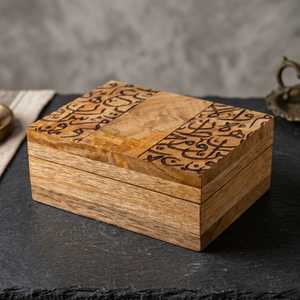 Caja de madera hecha a mano con grabado en caligrafía árabe, regalo de lujo para decoración del hogar, regalo islámico para Ramadán, Eid, bodas y fiestas. - Product Image 1
