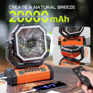 Ventilateur de camping oscillant rechargeable portable, batterie 20000 mAh, utilisation en extérieur avec lumière et commande par bouton - Product Image 3