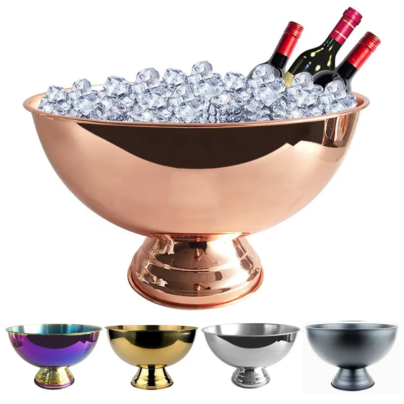 Best selling large stainless steel champagne bowl ice cube bucket champagne basin champagne ice bucket for bar and party use