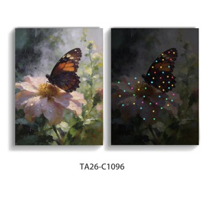 Tableau mural LED <span class=keywords><strong>Pop</strong></span> <span class=keywords><strong>Art</strong></span> Papillon sur toile, cadre moderne pour salon, grande peinture murale suspendue - Product Image 6