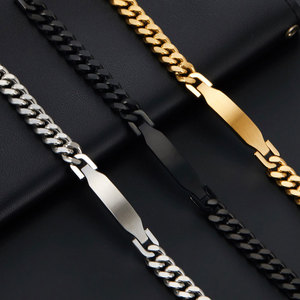 Anti Tarnished 316L Stainless Steel Fashion <b>Bracelet</b> & Bangle <b>Engravable</b> Blanks Custom Name Cuban <b>Bracelet</b> With Logo for <b>Men</b> - Product Image 3