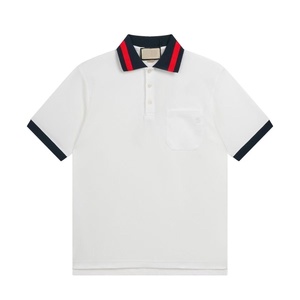 2026 Designer Style Classic Casual Short-Sleeved Gu cci Vintage Fit 100% Cotton Summer Polo <b>Shirt</b> for Men - Product Image 1