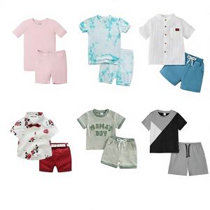 Conjuntos de Ropa Infantil de Algodón Modal, Pijamas Casuales Lisos, Camiseta de Manga Corta y Pantalones Cortos, Ropa de Dormir Ligera de Verano, Sin Marca - Product Image 1