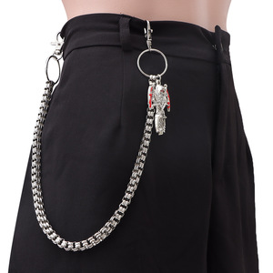 Cadena de cintura de aleación de zinc de una sola capa con colgante de fantasma de dibujos animados, estilo hip hop para hombre, accesorio de joyería para uso diario. - Product Image 1