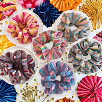 Élastiques à cheveux personnalisables avec logo, grandes attaches multicolores à rayures pour femmes et filles, nouvelle collection, vente en gros