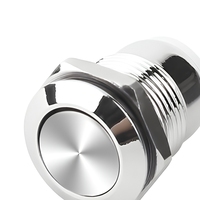 Interrupteur à bouton-poussoir momentané 1NO, 16 mm, anneau lumineux, 1A, 12V-36V, métal, IP65/IP67, interrupteur électronique