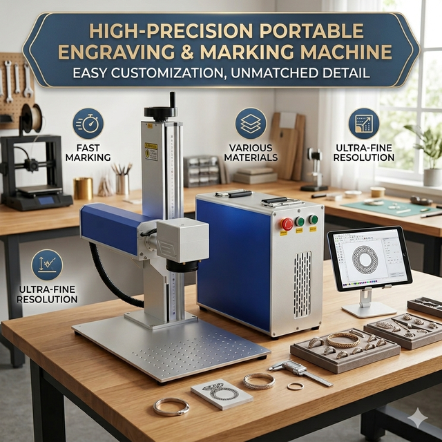 Raycus JPT 20W30W50W60W100W Portable Desktop Fiber Laser Marking Engraving Machine for Jewelry Metal Nameplate Thermos
