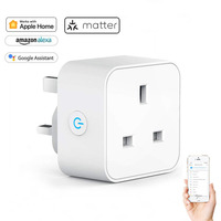 Prise intelligente Wi-Fi Matter UK, prise murale miniature 16A avec contrôle par application téléphonique, utilisation universelle