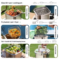 Conteneur de stockage alimentaire en acier inoxydable, mini-friteuse multifonctionnelle, poêle non revêtue, nouveau style chinois, adapté au camping