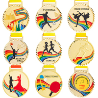 Médailles et trophées sportifs personnalisés en métal avec logo pour football, taekwondo, marathon, natation, avec rubans vierges