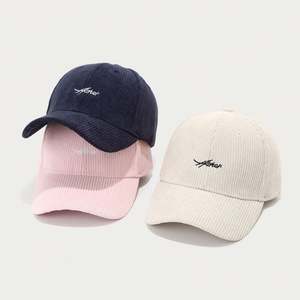 Gorra de béisbol coreana de pana con letras bordadas para hombre y mujer, nueva colección - Product Image 2