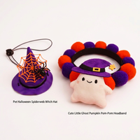 Ensemble de costumes d'Halloween pour animaux de compagnie : Bandeau, chapeau de sorcière, collier et accessoires fantôme et araignée pour chats et chiens