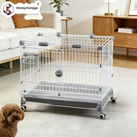 Cage d'élevage multifonctionnelle en acier inoxydable pour chiots, respirante, avec roues pivotantes, pour usage domestique ou en animalerie, idéale pour l'exercice des petits chiens