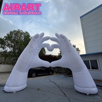 Ballon gonflable blanc de 14 pieds en forme de main faisant un geste d'amour, livraison rapide, ballon main gonflable avec éclairage LED