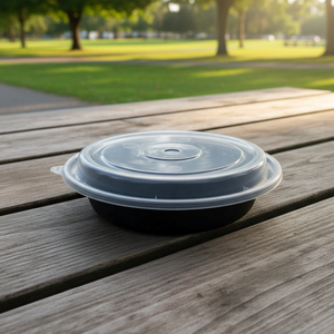 Boîte alimentaire ronde jetable en plastique PP HACAMY avec couvercle, compatible micro-ondes, pour la préparation des repas et les plats à emporter - Product Image 1