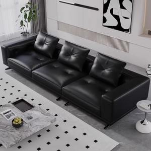 Canapé italien minimaliste Big Black Bull - Canapé 3 places en cuir PU rembourré pour appartement, villa, salons, design de luxe léger - Product Image 1