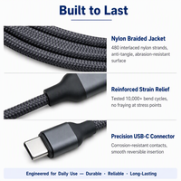 Câble USB-C vers USB-C tressé 100W 5A, charge rapide, type-C, nylon tissé, synchronisation des données pour ordinateurs portables, tablettes, smartphones, ordinateurs