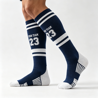 Chaussettes de rugby personnalisées pour hommes, chaussettes de football hautes jusqu'au genou, nom et numéro de l'équipe personnalisés, semelle rembourrée, chaussettes de compression