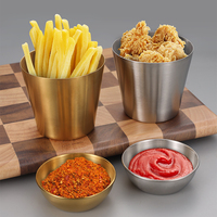 Plats à sauce en acier inoxydable Coupe à frites en métal incassable Conteneur à condiments pour collations Crevettes à pop-corn croustillantes