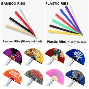 พัดมือพลาสติก ไม้ไผ่ พิมพ์โลโก้ตามสั่ง สำหรับงานแต่งงาน พัดจีนแบบพับได้ พัดตบมือ - Product Image 4