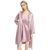 Nouvelle Collection Printemps/Été 2026 – Ensemble Deux Pièces Robe de Nuit et Peignoir en Soie Respirante à Manches Longues pour Femme 100% Soie