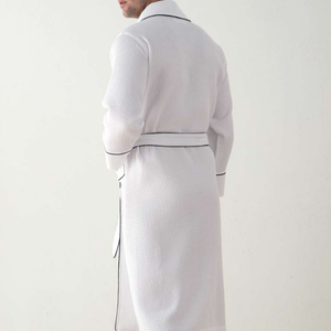Accappatoio da uomo in cotone a nido d'ape, a maniche lunghe, per hotel e spa, traspirante, per casa e notte - Product Image 6