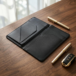 Portefeuille de passeport Kairui Modèle 14 Slim en cuir véritable avec porte-cartes RFID, épaisseur 60 mm, finition élégante - Product Image 1