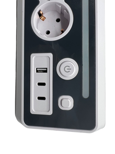 Multiprise de bureau encastrable et escamotable avec ports RJ45, USB-C et support rotatif pour câbles, à économie d'énergie - Product Image 6