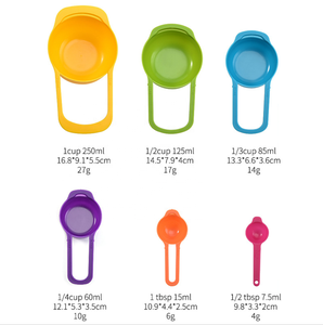 डिशवॉशर सुरक्षित टिकाऊ प्लास्टिक <span class=keywords><strong>1</strong></span>/2 टीबीएस, <span class=keywords><strong>1</strong></span> टीबीएस, <span class=keywords><strong>1</strong></span>/4 कप, <span class=keywords><strong>1</strong></span>/3 कप, <span class=keywords><strong>1</strong></span>/2 कप, <span class=keywords><strong>1</strong></span> कप 6 मापने वाले कप और चम्मच - Product Image 2