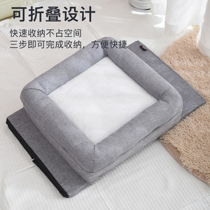 Maison pour chat pliable à trois couches, rectangulaire, grise, avec griffoir, utilisable en toutes saisons - Product Image 3