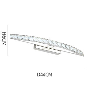 クリスタル三日月型バスルームLEDバニティライト、モダンなハーフムーン型ステンレス鋼LEDウォールランプ、屋内洗面所用壁掛け照明 - Product Image 3