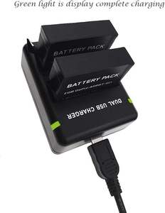 2 baterías + cargador dual para Hero <span class=keywords><strong>4</strong></span> Black AHDBT-401, batería de iones de litio, 3,7 V, 1160mAh, plástico a prueba de polvo - Product Image 2