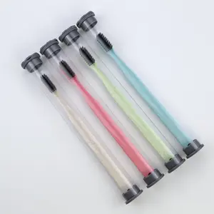 Partly Bioplastic Wheat Straw Toothbrush with Charcoal Filament in PVC Tube Package for Travel
