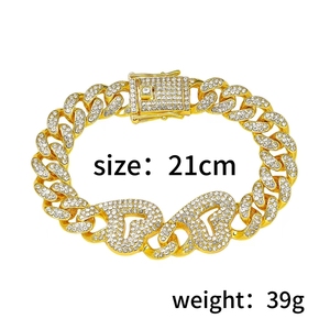 Pulsera de Cadena con Corazón de Aleación y Diamantes de Imitación, Estilo Hiphop Urbano, para Hombre, Joyería de Moda al por Mayor, Venta Caliente 2026 - Product Image 4