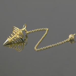 Precio al por mayor cobre oro plata Color Metal espiral péndulo curación para física espiritual lectura radiestesia Reiki péndulos - Product Image 1
