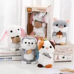 Nuevos lindos animales de peluche eléctricos que repiten y hablan, Gato Husky, conejo, hámster, juguetes de peluche para niños