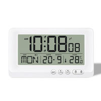 Digitaler LCD-Lautloser Wecker Multifunktionsanzeige für Zeit Schlafzimmer Nachttisch-Radio Batteriebetrieben Modernes Design ABS-Kunststoff
