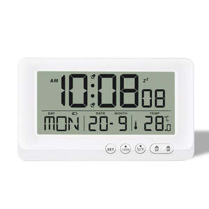 Digital LCD Silent Alarm <b>Clock</b> Multi Function Display Time Bedroom Bedside Radio Battery Operated Modern Design ABS Plastic - Product Image 6
