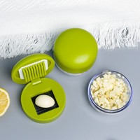 Handmatige knoflookpers met roestvrijstalen mes en plastic opbergdoos, vaatwasmachinebestendig, handzaam en draagbaar