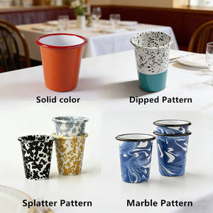 Mug isotherme en émail empilable en forme de V de 10 oz, motif marbré bleu personnalisé, effet tourbillon <span class=keywords><strong>granité</strong></span>, sans anse, pour bière, café, lait - Product Image 3