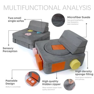 Juego de Sofás Modulares para Niños de 16 Piezas, Sofá Infantil de Felpa Multifuncional Convertible para Muebles de Juego para Niños Pequeños - Product Image 2