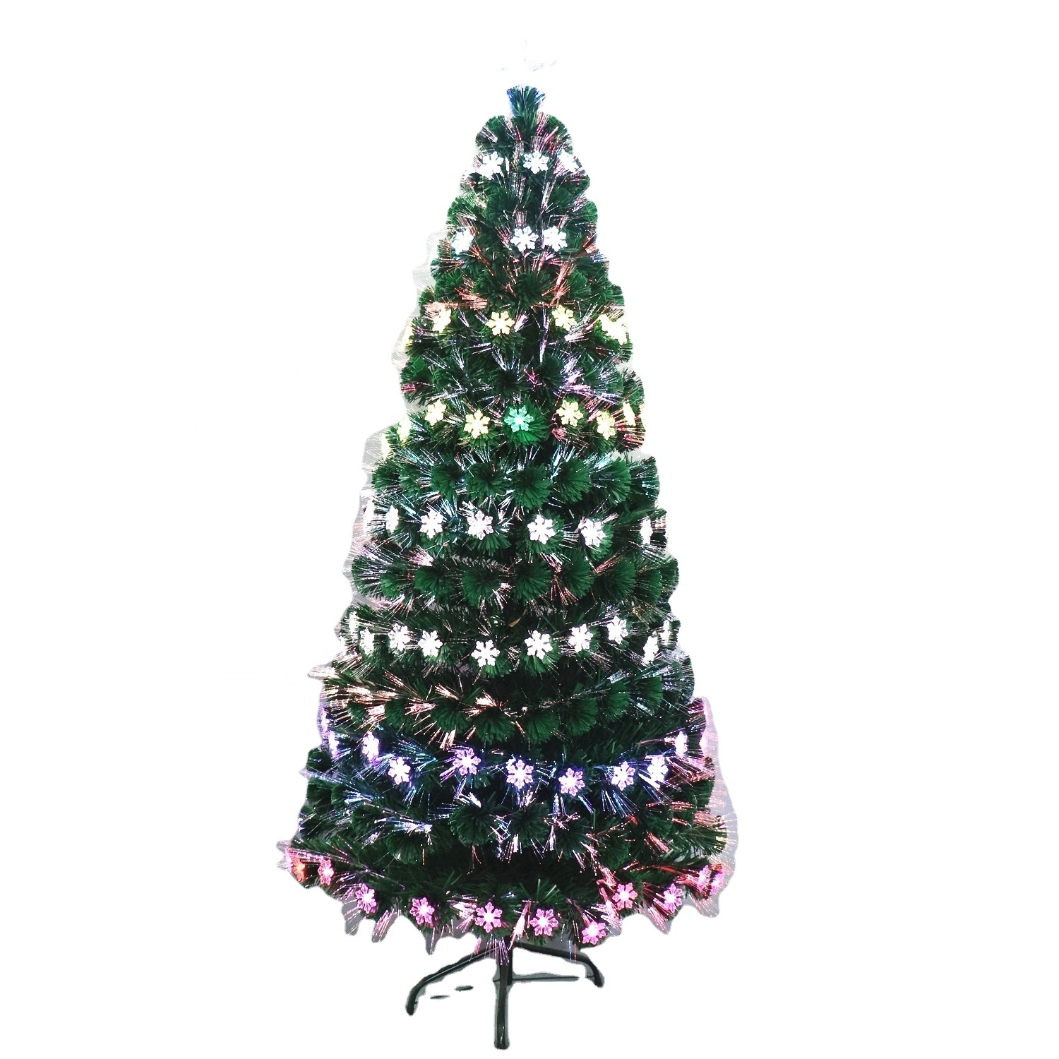 PVC fiber optic tree with LED snowflake Shopping mall large frame custom luminous multi-color Christmas tree