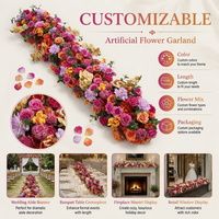 Guirlande de fleurs artificielles en soie faites à la main pour mariage, Saint-Valentin, arrangement de rangées de fleurs, chemin de table pour réception d'événements, centre de table