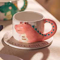 Tasse à eau, lait ou petit-déjeuner pour enfants en céramique mignonne, motif de petit crocodile en relief, sans danger pour les aliments, pour la maison