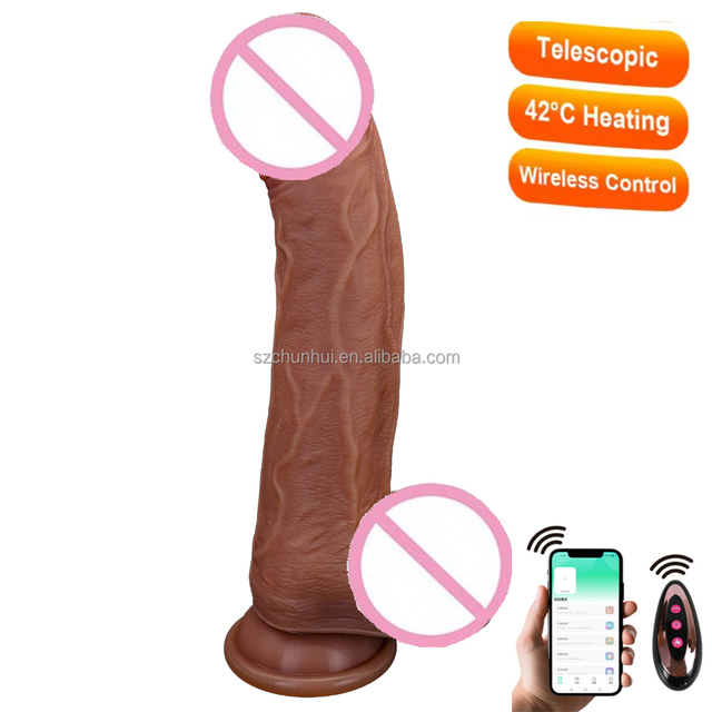 Remote Control Realistic Dildo Silicone Telescopic Heated Large App Control Thrusting Dildo Vibrator Sex Toys for Women