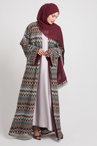 Abaya Islámica Abierta para Mujer, Diseño Personalizado LEDUO, Popular, de Lujo, con Patrón Geométrico - Product Image 3