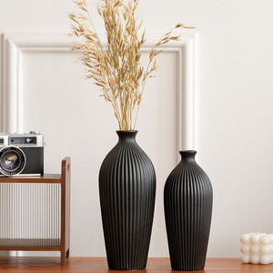 Juego de Jarrones de Cerámica con Rayas Negras, Decoración Minimalista para el Hogar, Arreglo Floral, Jarrón Moderno - Product Image 1