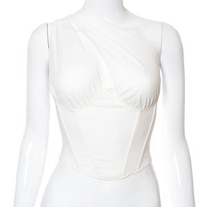 ファッショントップセクシー中空ワンショルダーコルセットトップ女性バックレスクロップトップス - Product Image 6